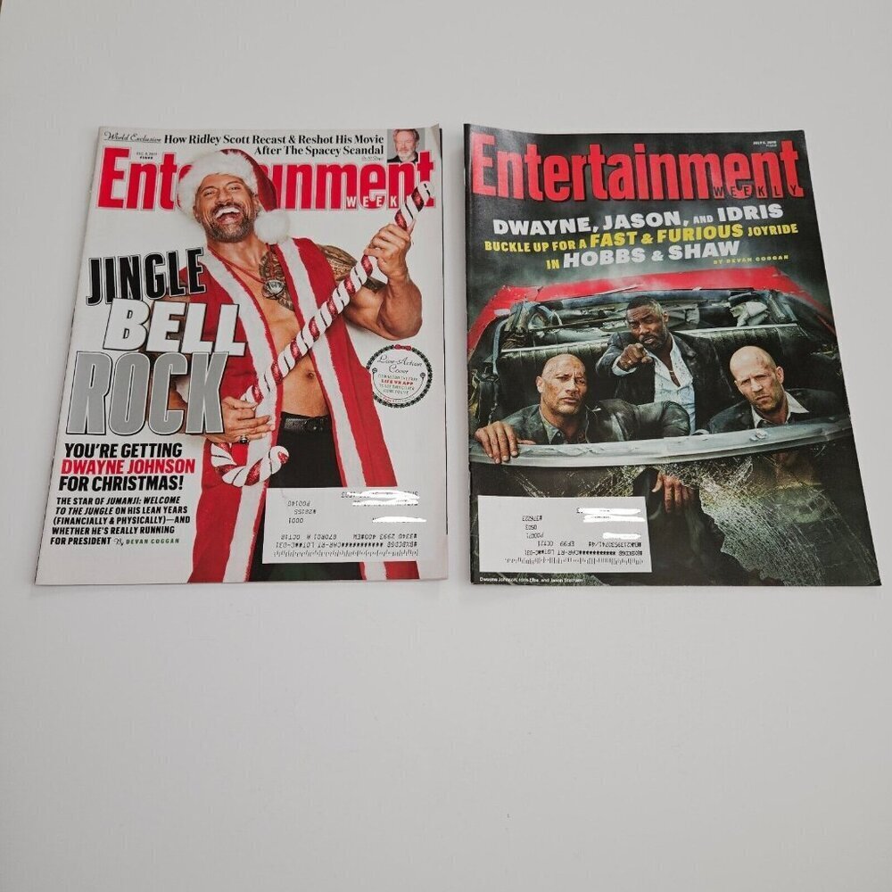 2 Dwayne The Rock Johnson Entertainment Weekly Magazine Lot 1493 1569 Idris Elba